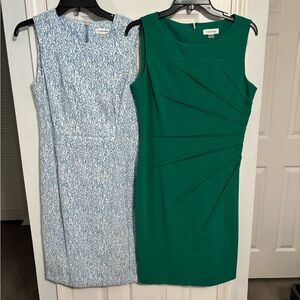 Calvin Klein Green and Patterned Blue Midi Dresses